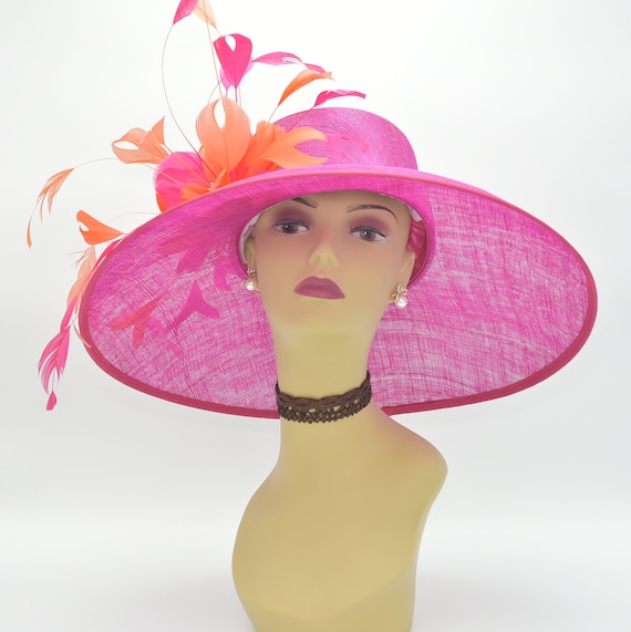 pink and orange wedding hats