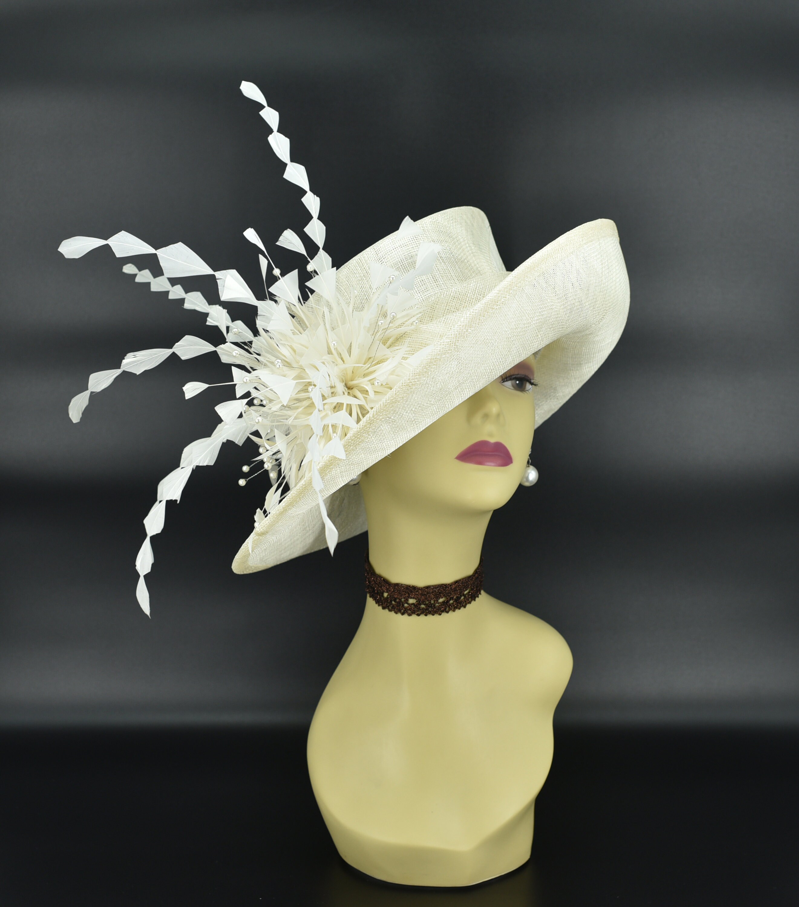M9031( Ivory + More Colors Options ) Kentucky Derby Hat 