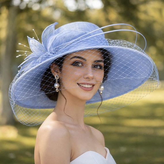 M489V ( Periwinkle Hat )kentucky Derby Hat, Church Hat  display picture 3