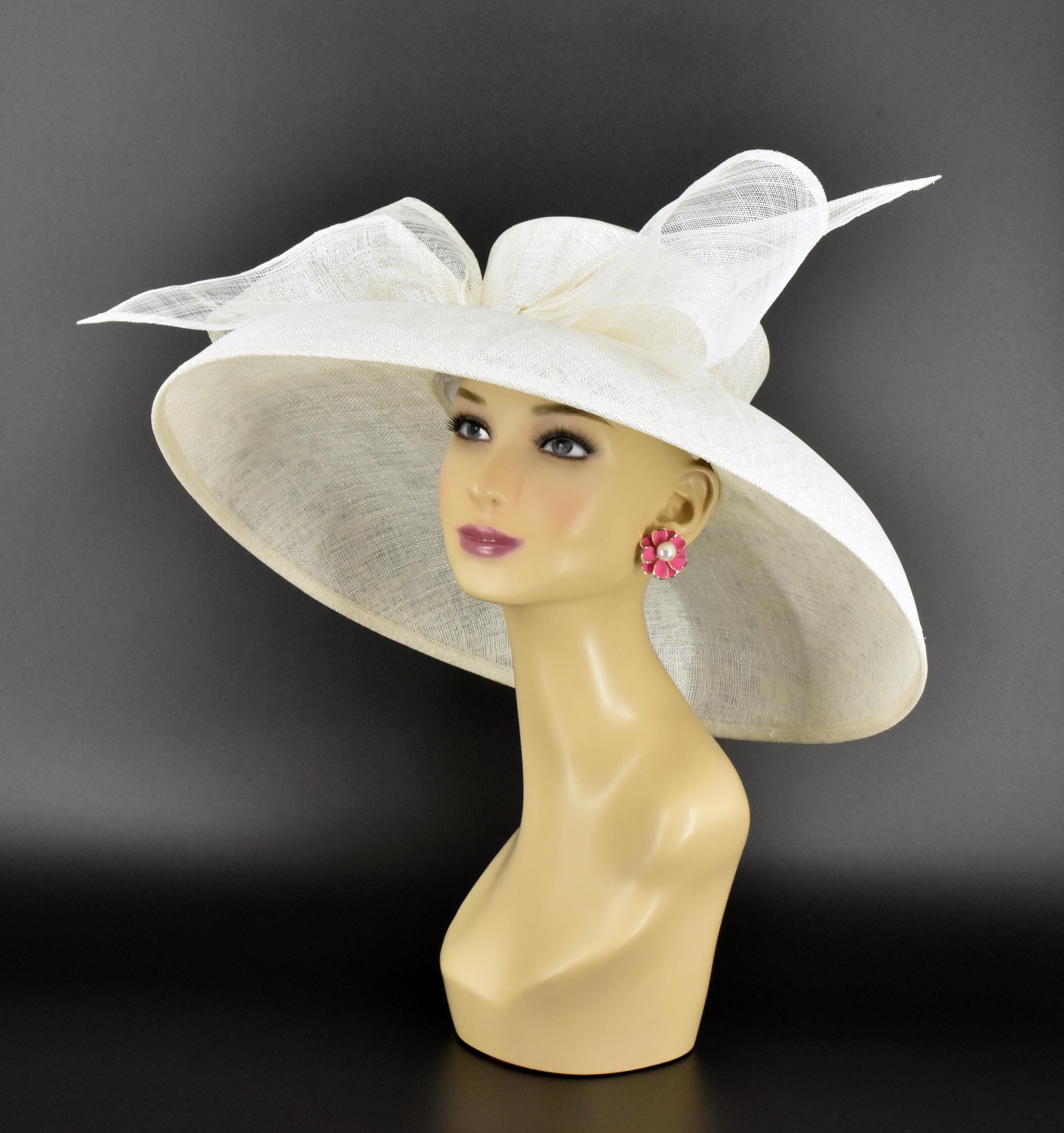 M22025-1 Soft White With Sculpted Bow – Audrey Hepburn Hat  display picture 3