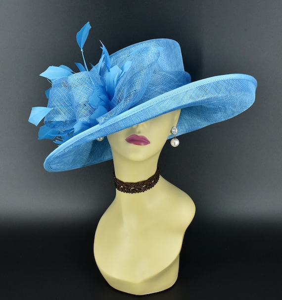 M4002 ( Blue Hat ) Kentucky Derby Hat, Church Hat, Wedding  display picture 1