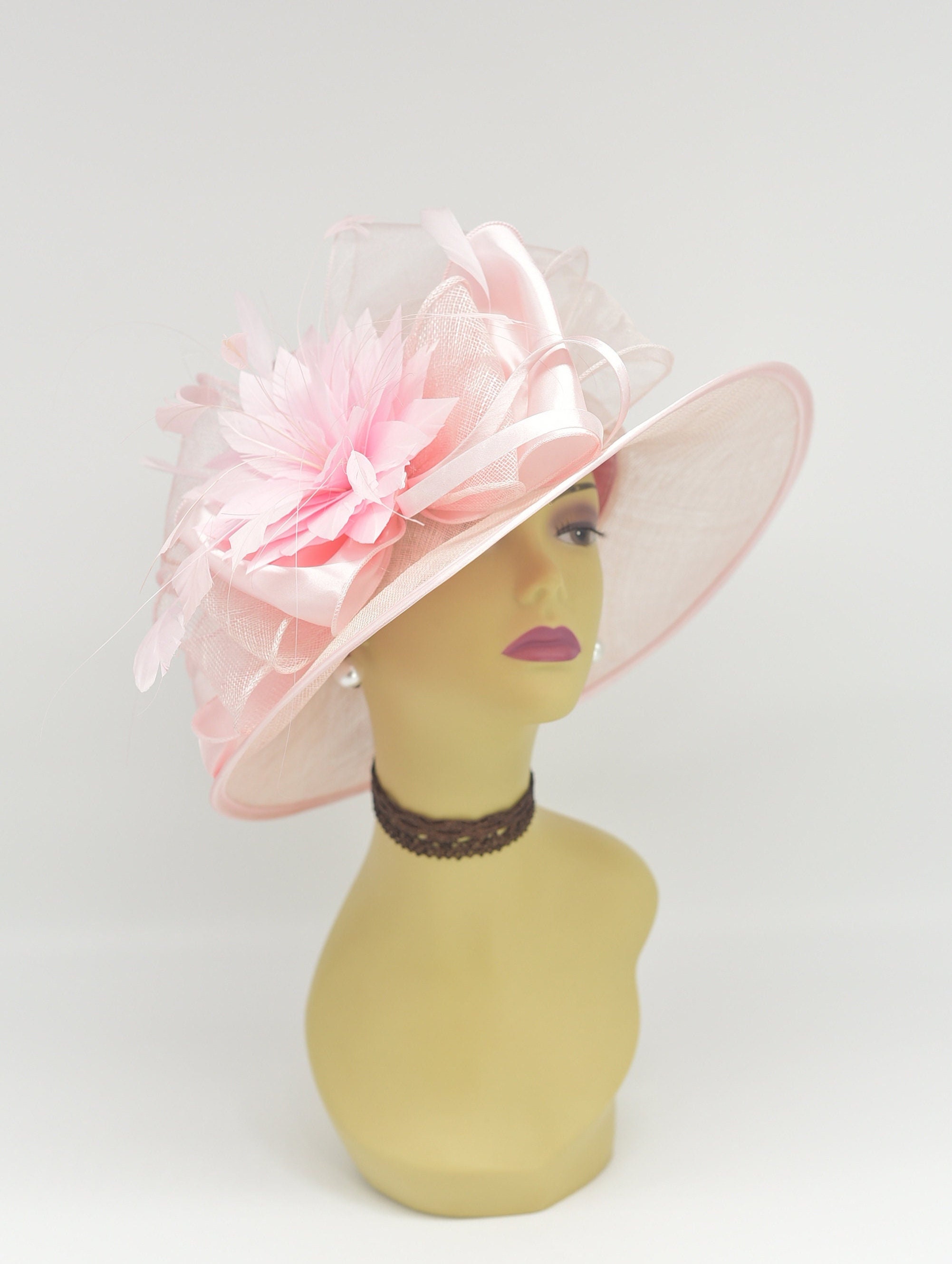 M936( Hot Pink Multi-colors Hat ) Kentucky Derby Hat Wedding