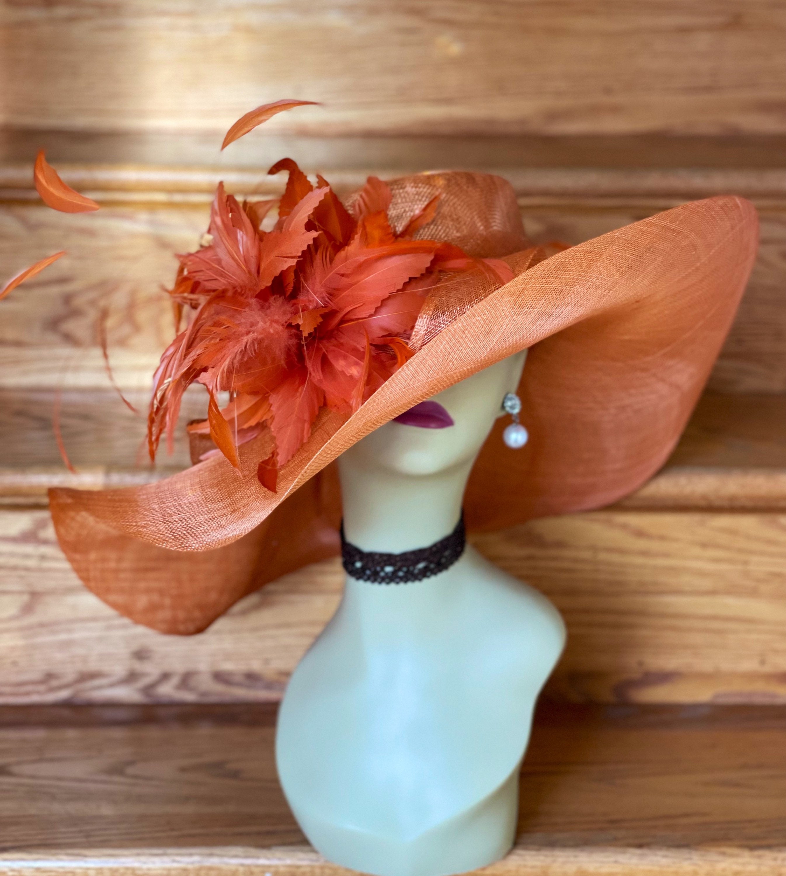 M508 (orange Copper Hat ) Kentucky Derby Hat, Church Hat, Wedding