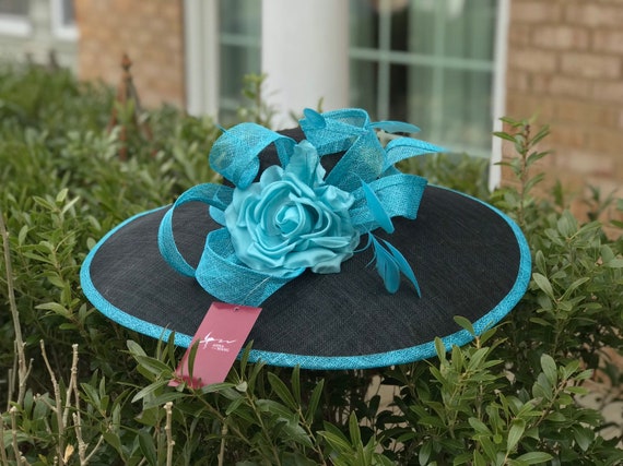 M827( White/turquoise) Kentucky Derby Hat Church Wedding  display picture 3