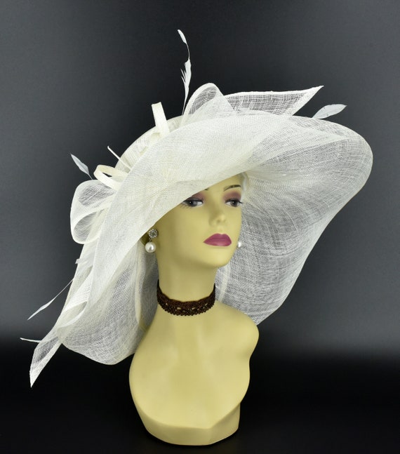 M22019 ( Ivory ) Kentucky Derby Hat Church Hat Wedding Hat 