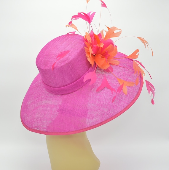 SD02( Hot Pink/fuchsia/orange ) Kentucky Derby Hat, Church  display picture 3