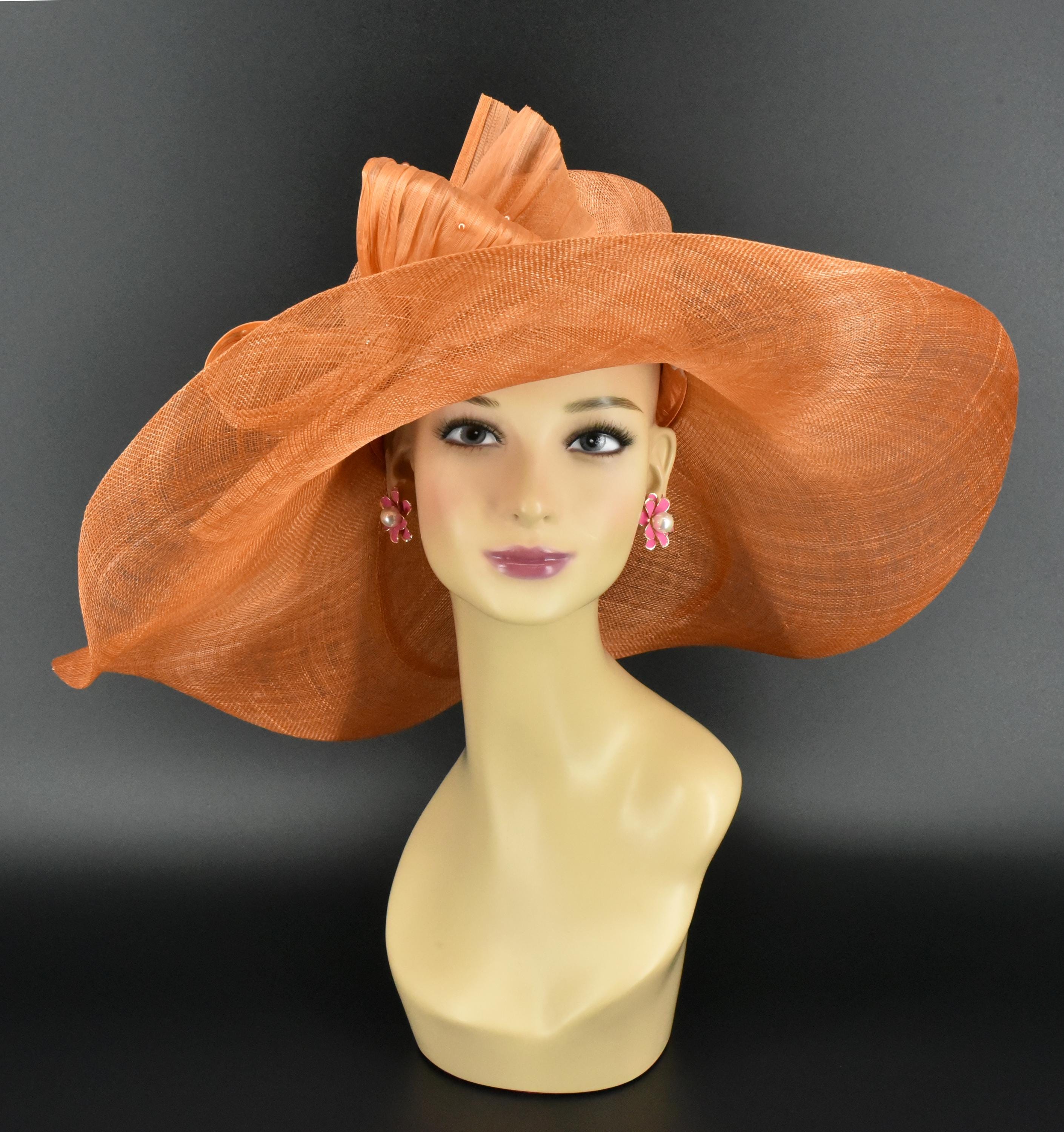 M2442( Orange + More Option) 7.5-8” Jumbo Wide Brim & Abaca Silk