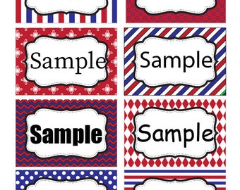 American Labels-Cute Red White Blue Tags-4th of July labels-Food Buffet Tags-Flag Labels INSTANT DOWNLOAD! Edit at home with Corjl!