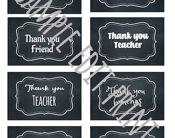 Chalkboard Thank you Labels!  Chalkboard labels! Perfect for Teachers!  DOWNLOAD, EDIT, PRINT  Today! Say it with something special!