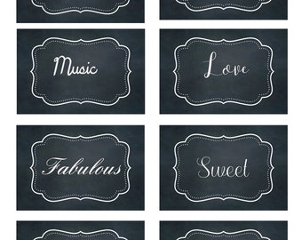 Chalkboard Editable Labels, Chalkboard Party tags,  Chalkboard labels,  Party, Thank you, Wedding etc. Download EDIT PRINT with CORJL!
