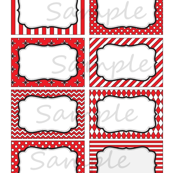 Red and Black -Valentines Red-Valentines Labels  Red Candy Buffet- Valentines Gift Tags- INSTANTLY DOWNLOADABLE- Edit at home NOW on CORJl !