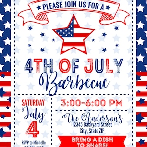 Invitation au barbecue du 4 juillet - Fête du 4 juillet - Modifiable et téléchargeable avec CORJL