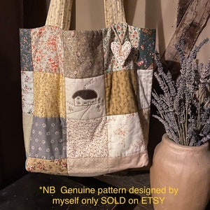 Patchwork Tote quilted BAG PATTERN.                PDF instant download