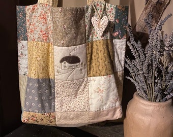 Patchwork-Einkaufsmuster, gesteppte Tasche, PDF-Sofort-Download