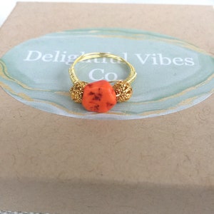 Orange & Gold Wire Wrap Ring