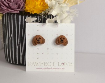 Handgemachte Polymer Clay Cavapoo Ohrstecker: Hunde Liebhaber Geschenk