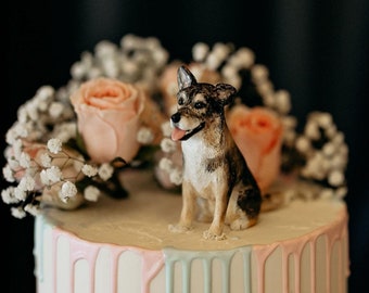Personalised clay pet cake topper, realistic custom wedding dog cake topper figurine, wedding cake topper, pet topper figurine lasts forever