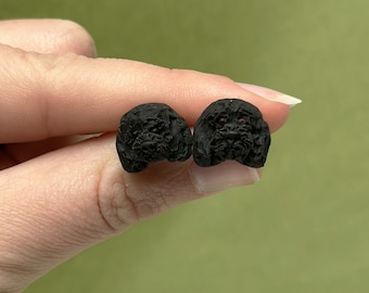 Black toy poodle earrings- handmade black poodle dog studs, poodle dog mum gift, gift for poodle owner gift, black teacup poodle earrings.