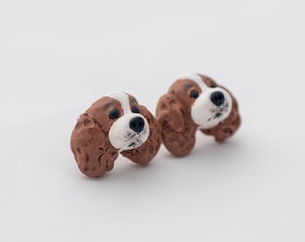 Cavalier King Charles Spaniel Ohrringe - Polymer Clay Hund Ohrstecker, Cavalier King Charles Spaniel Schmuck, Cavalier Geschenk, Hundeohrringe.