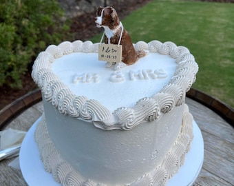 Dog Eating Wedding Cake Topper Made in Australia, Pet Cake Topper