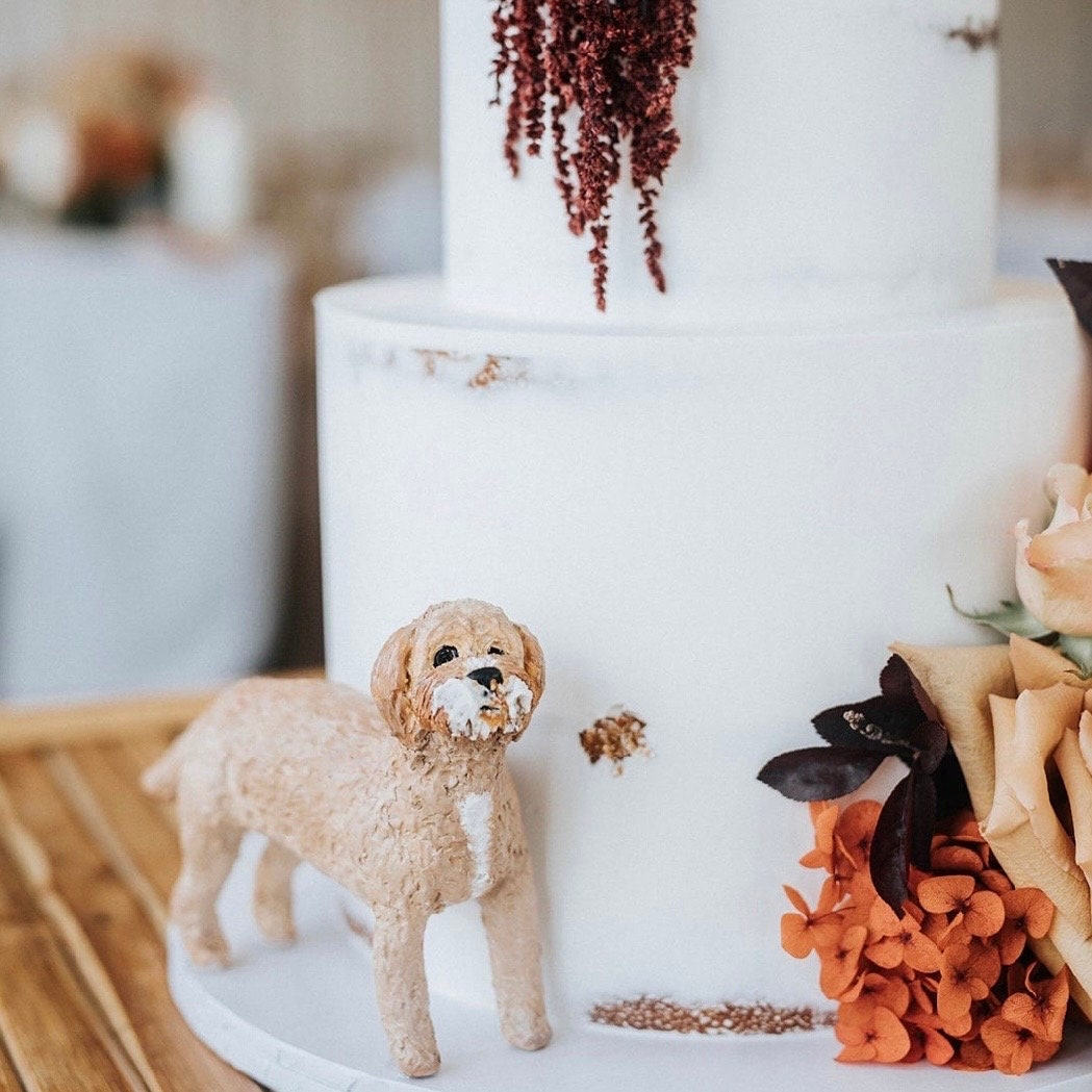 Custom Dog Wedding Cake Topper: Realistic Polymer Clay Pet
