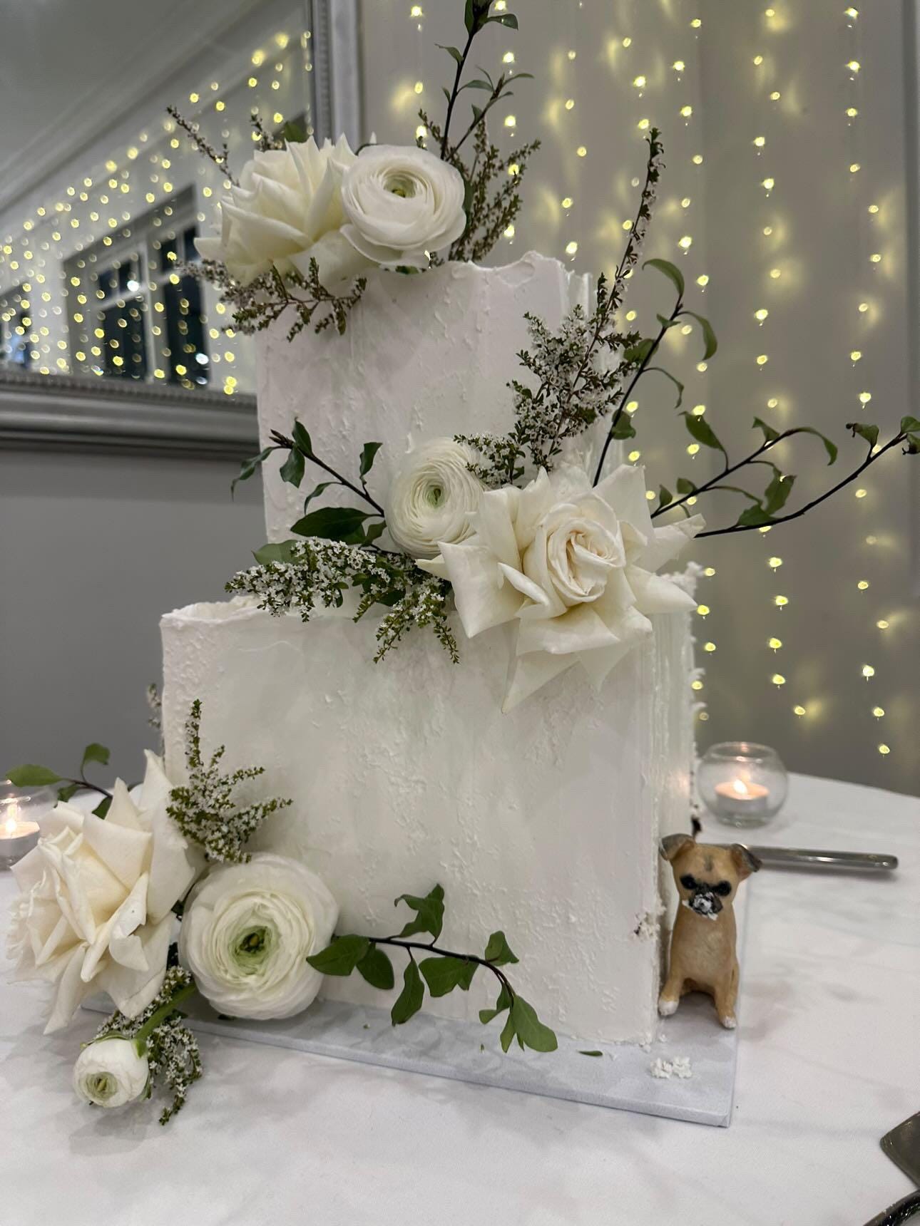 Dog eating wedding cake topper made in Australia, pet cake topper