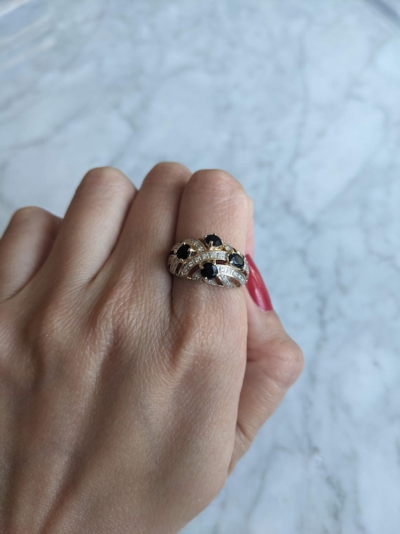 14k Diamond and Onyx Dome Ring