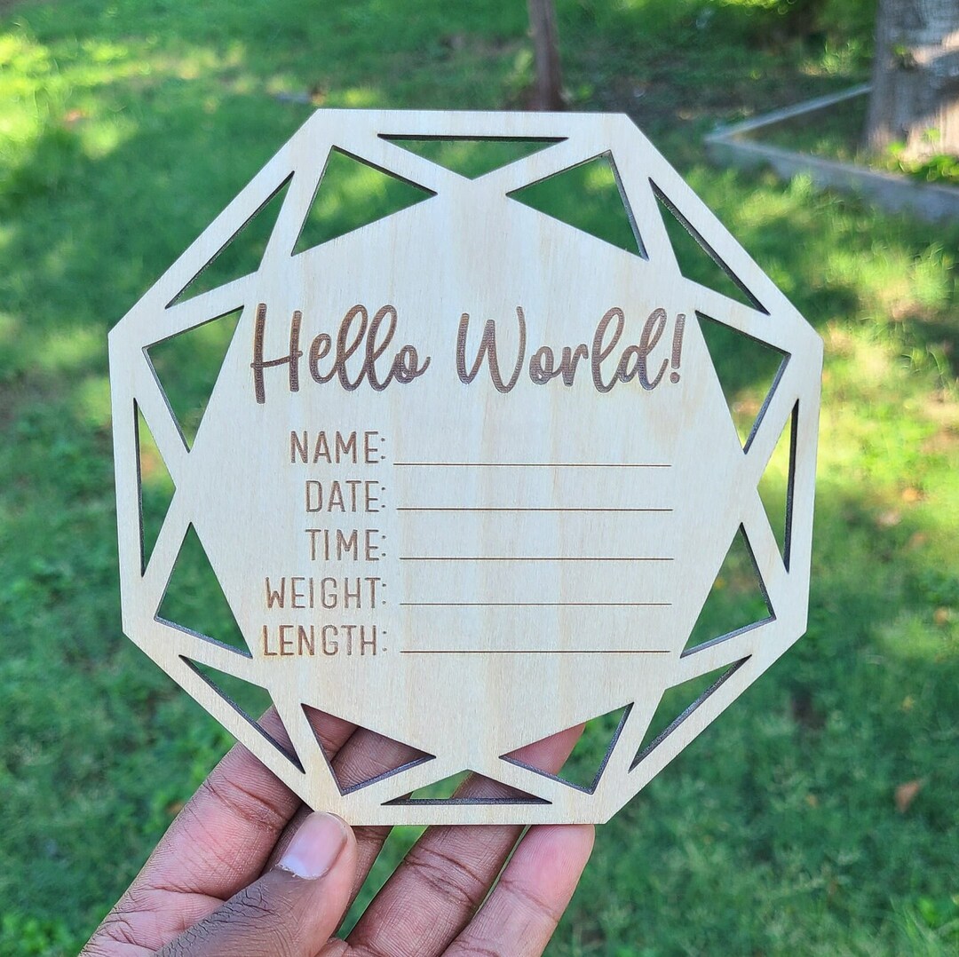 Helloworld Milestone Hello World Milestone Marker Geometric Floral Baby Birth Stats Prop ...