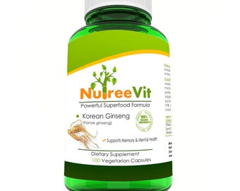 Ginseng coréen pur, gélules 500 mg | Supplément Panax Ginseng | Formule bien-être à base de plantes | NutreeVit