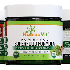 1 mélange de superaliments puissant bio pur - Herbe de blé spiruline chlorelle - 4 oz-8 oz