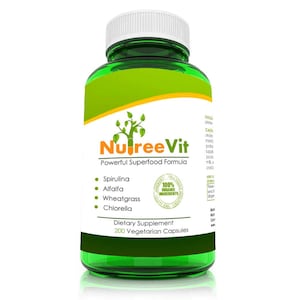 NutreeVit 100% Organic  Spirulina + Alfalfa + Wheatgrass + Chlorella