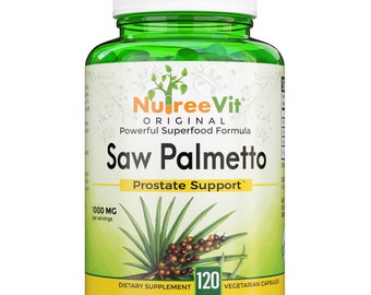 Capsule biologiche di bacche di Saw Palmetto / Integratore alimentare a base di erbe per il benessere maschile / Capsule vegane / Formula per l'assunzione quotidiana