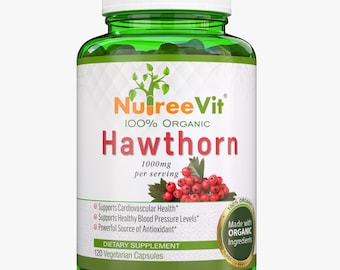 Bio Weißdorn Beeren Kapseln | NutreeVit Weißdornbeeren Superfood Formel | Kräuter Wellness Ergänzung