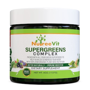 Super Greens - Spiruline, Chlorelle, Agropyre + Plus de poudre - Booster d&#39;énergie et de défense immunitaire