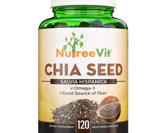 Organic Chia Seed Capsules | NutreeVit 100% Organic Chia Seed Supplement | Vegan Capsules | Daily Wellness Support