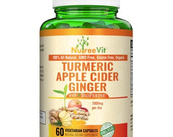 Organic Turmeric Apple Cider Vinegar Ginger Capsules | NutreeVit Daily Wellness Formula