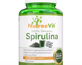 Organic Spirulina Capsules | Pure Spirulina Supplement | Vegan Superfood Capsules | NutreeVit