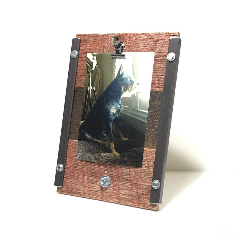 Rustic Reclaimed Wood Photo Frame  Photo Display  Industrial Style Photo Stand