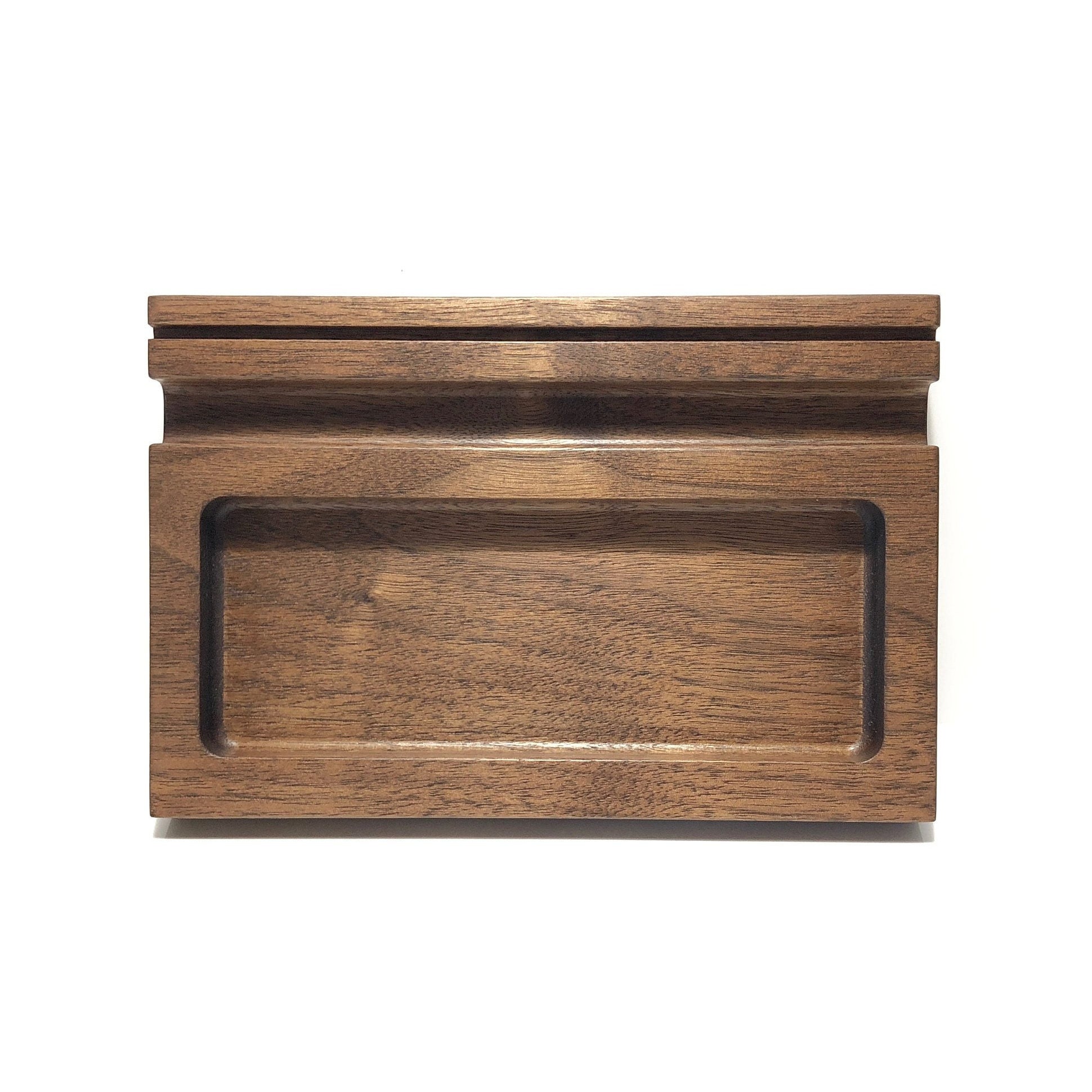 Walnut Phone Docking Station Tech Stand Charging Station Nightstand Organizer Wood Valet