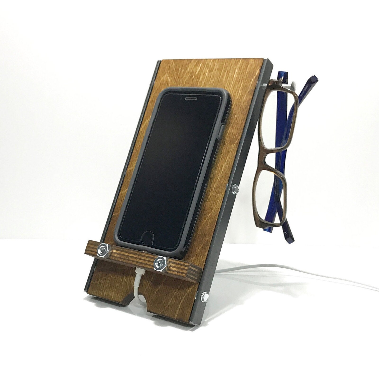 Industrial Style Rustic Wood Phone Docking Station / Phone Etsy