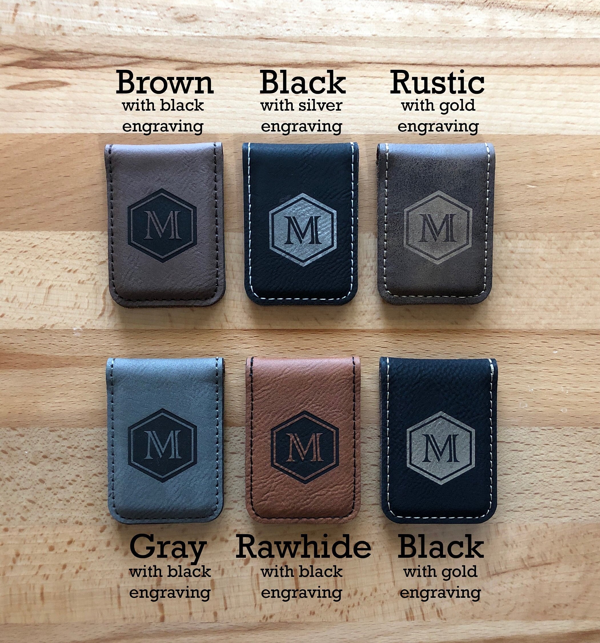 Money Clip Personalized Custom Leather Engraved Gift - money clip personalized custom leather engraved gift 1