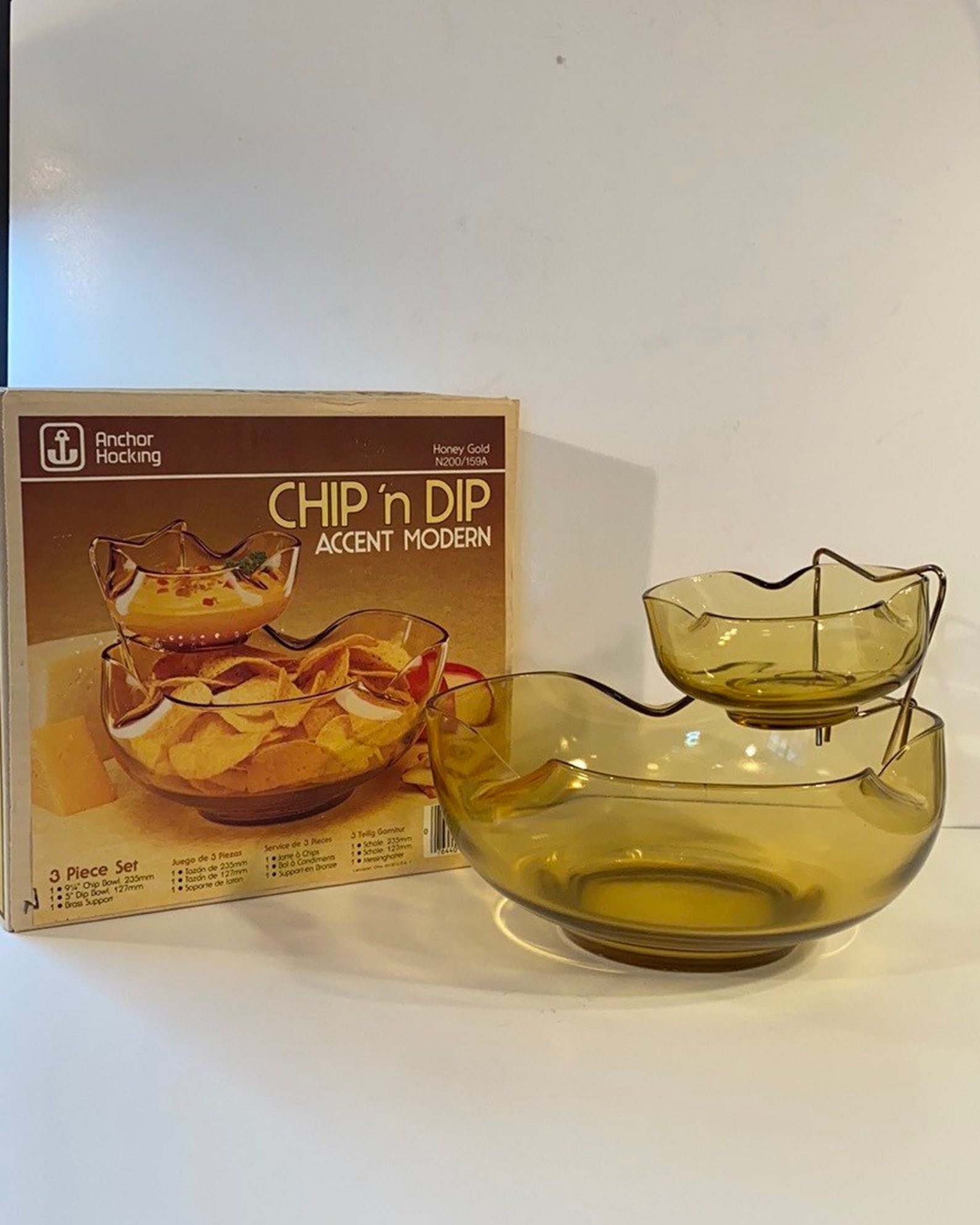 Anchor Hocking HG Chip & Dip Bowl Set in original box Etsy