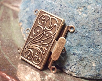 Triple Strand Antique Brass Filigree Clasp