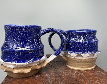 Cobalt blue stoneware mugs