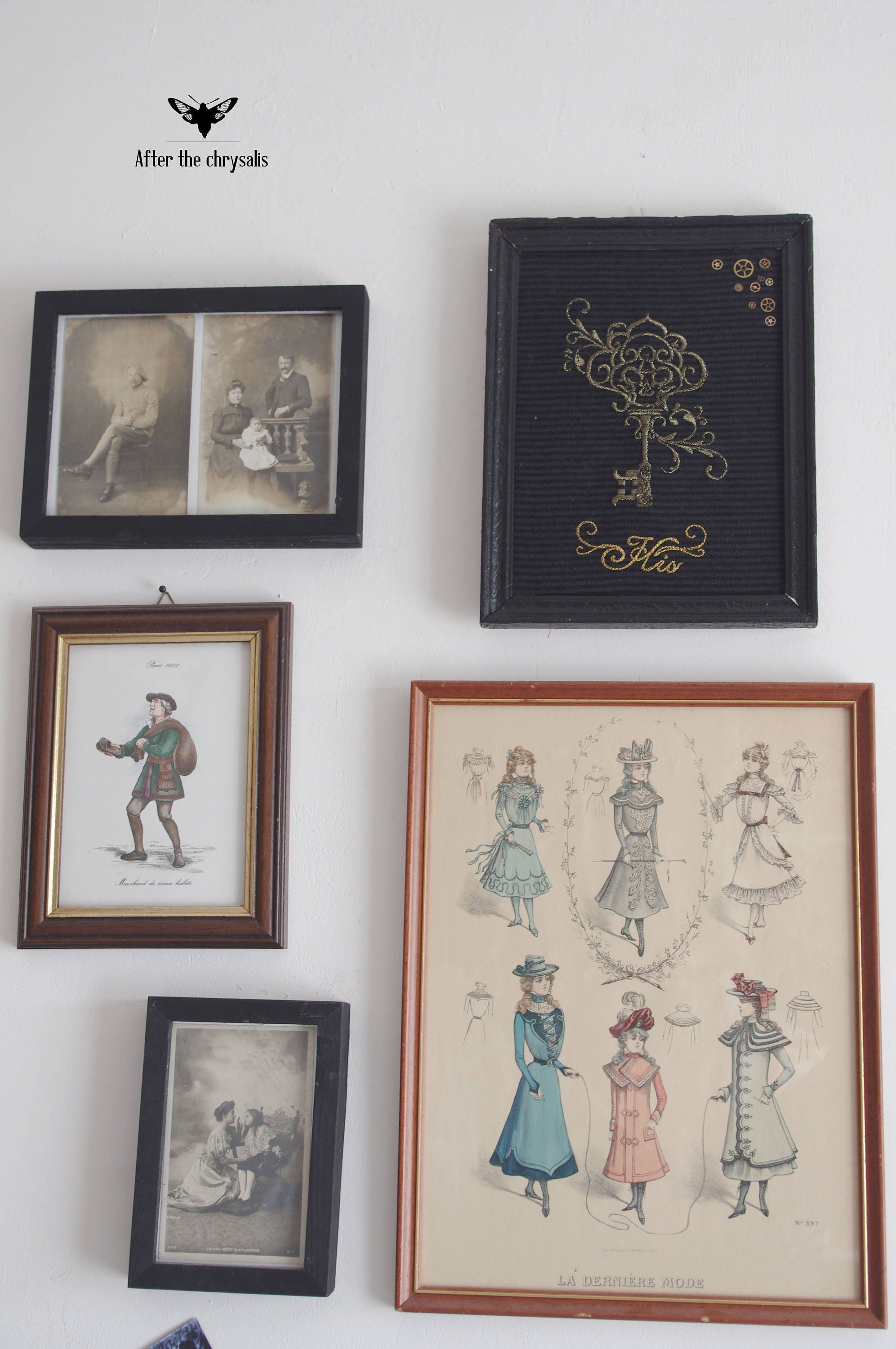 Cadre Steampunk Clef, Broderie Doré, Clé, Rouages