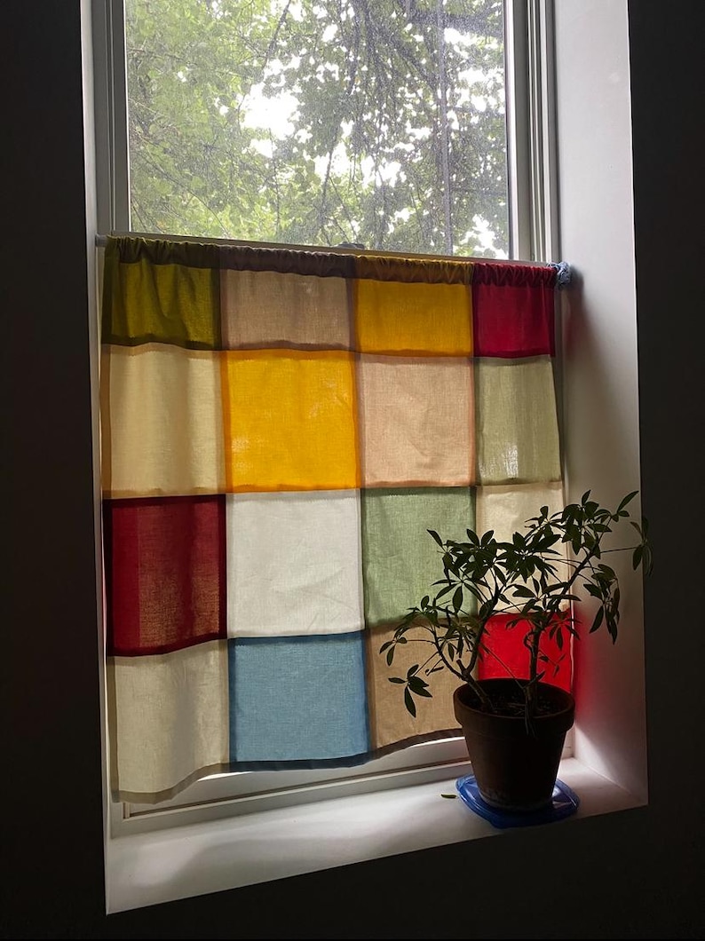 Handmade Patchwork Quilted Stained Glass Colorful Curtains Similar To 