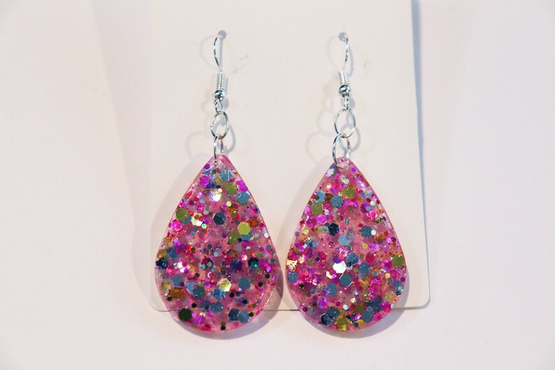 Resin Glitter Drop Earrings