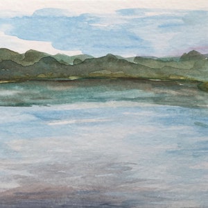 Original watercolor Maine dock painting