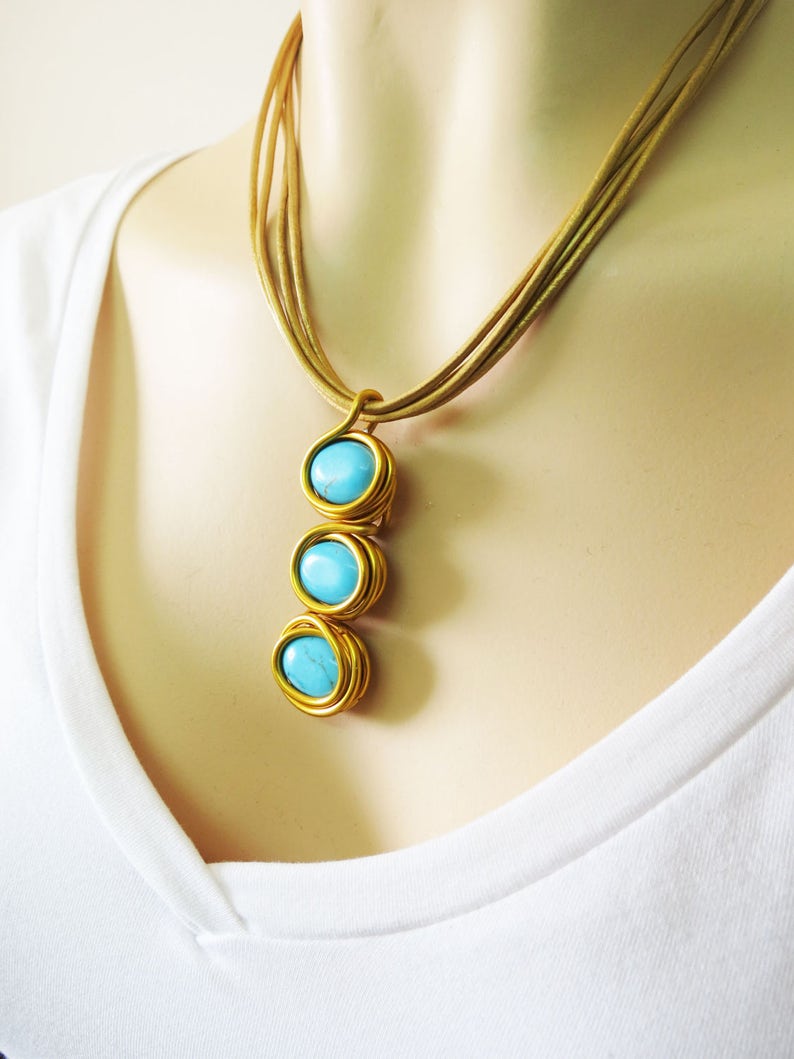 Gold Turquoise Jewelry Gold Turquoise Necklacelayered Etsy