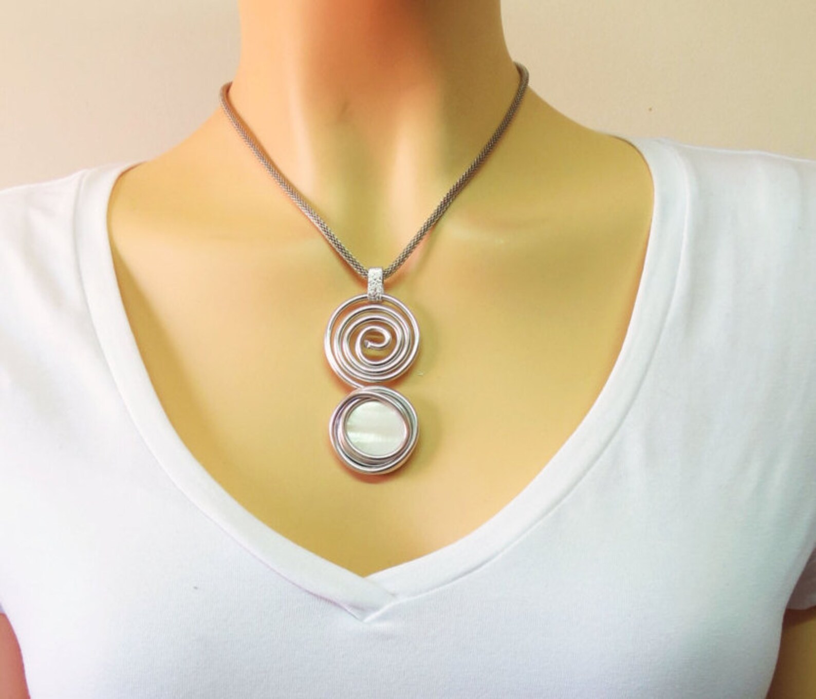 Spiral Jewelry Spiral Necklace Silver Spiral Jewelry Sea Etsy
